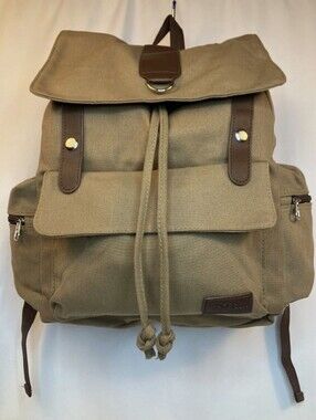 Bella Russo Tan Canvas/Leather Backpack